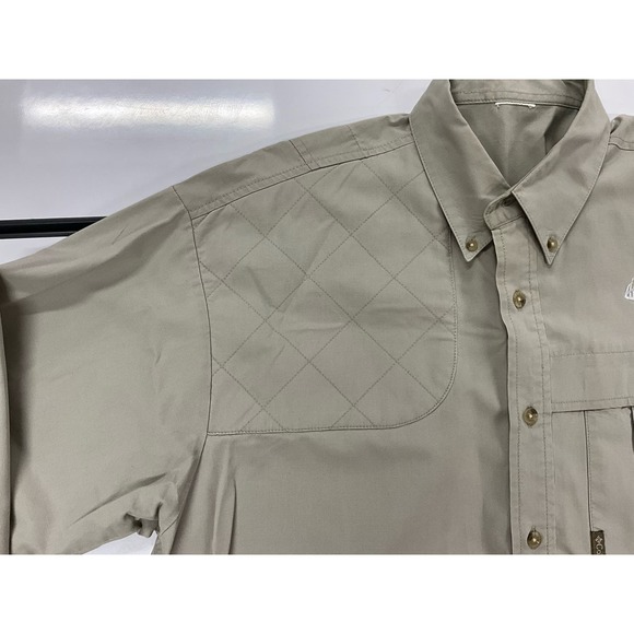 Men's Columbia Quilted Shoulder Khaki Hunting Button Up Long Sleeve Shirt XXL - Picture 4 of 7